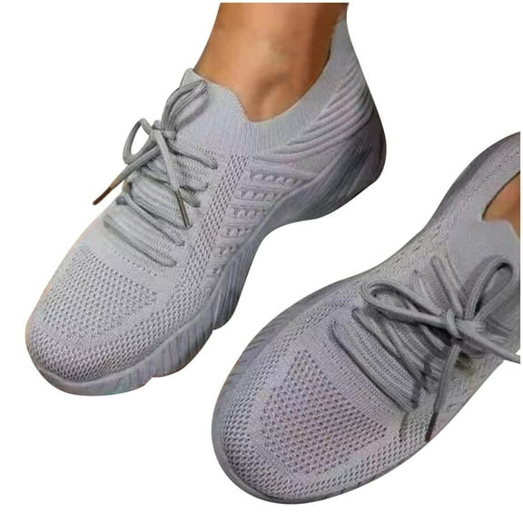 ELABCH Sneakers for Women Summer Plus Size Fashion Casual Mesh Breathable Sports Shoes Gray US Size 8.5