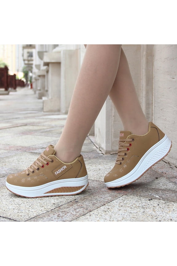 Sneakers for Women Summer Plus Size Fashion Casual Mesh Breathable Sports Shoes Khaki US Size 7.5