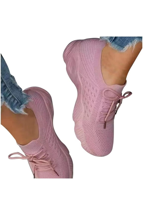 Sneakers for Women Summer Plus Size Fashion Casual Mesh Breathable Sports Shoes Pink US Size 6.5