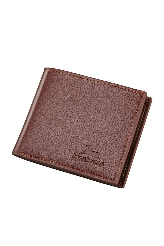Wallets for Men Wallet Short Vertical Ultra-Thin Wallet Bank Card Card Package Small Purse Coffee One Size