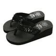 thumbnail image 1 of ELABCH Women's Slippers Summer Fashion Sequin Flip Flops with Platform Beach Sandals Black, 1 of 5