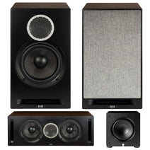 ELAC DBR62-BK Debut Reference Bookshelf Speaker Pair with a ELAC DCR52-BK Debut Reference Center Speaker with 5.25" Woofers and a ELAC PS250-BK Varro Premium 10" 250W Subwoofer with App Control (2019)