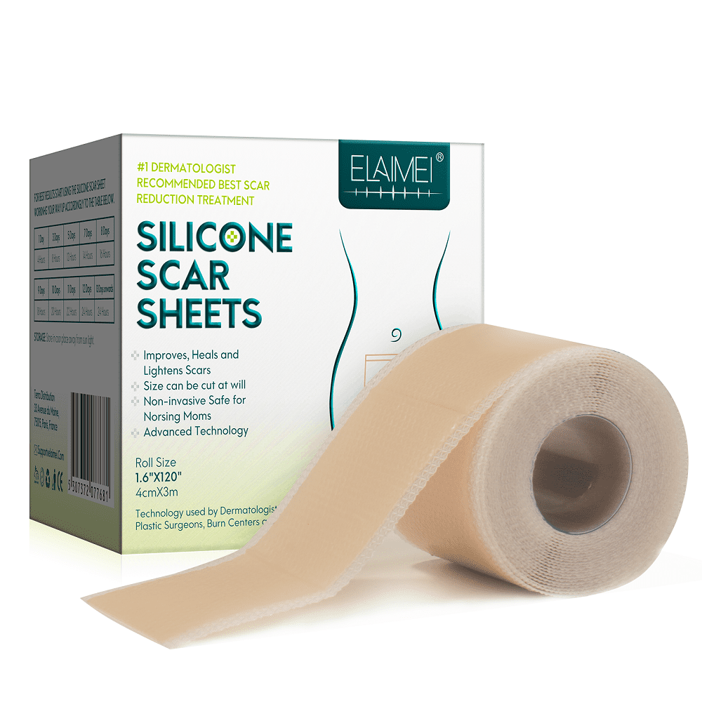 ELAIMEI Medical Grade Silicone Scar Sheets - 1.6 X 120 Reusable Silicone  Tape Roll, #1 Dermatologist Recommended Best Scar Treatment 