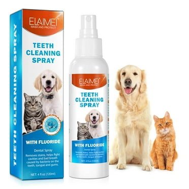 ELAIMEI Teeth Cleaning Spray, Pet Teeth Cleaning Spray, Remove Stains & Bad Breath, Tartar Control Oral Care for Dogs & Cats, 4 Fl Oz