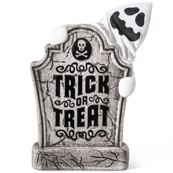 ELAMAS Halloween Decorations Animatronic Tombstone with Pop-Up Ghost, Sound & Motion Sensor Activated Haunted Graveyard Prop, Trick or Treat Cemetery Yard Sign for Indoor Outdoor Halloween Decor
