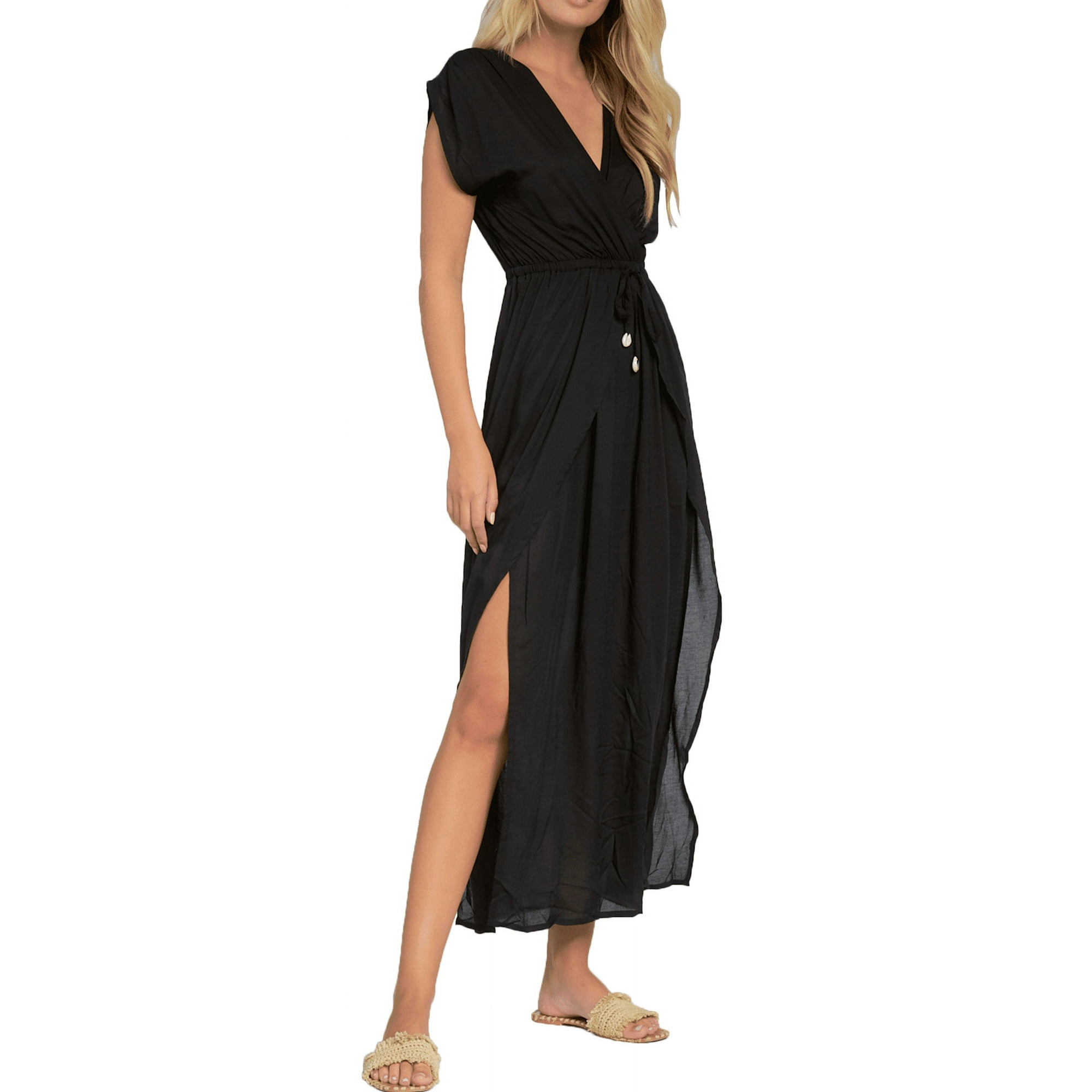 ELAN Black Wovens Adjustable Waist Caftan Swim Cover Up, US Small, NWOT -  Walmart.com