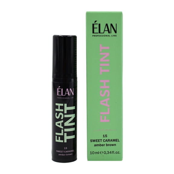 ELAN FLASH TINT Brow and Lash Tint Sweet Caramel (Amber Brown) Professional Eyebrow Tint No Developer Needed Warm Skin Stain Brow Dye 10 ml