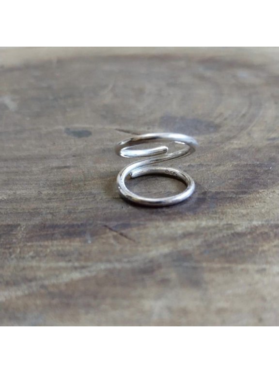 Adjustable Silver Ring Artisan Loop Band Open Shank Finger Jewelry