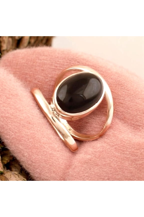 Handmade Black Onyx Ring in 925 Sterling Silver for Women, Size 4-14