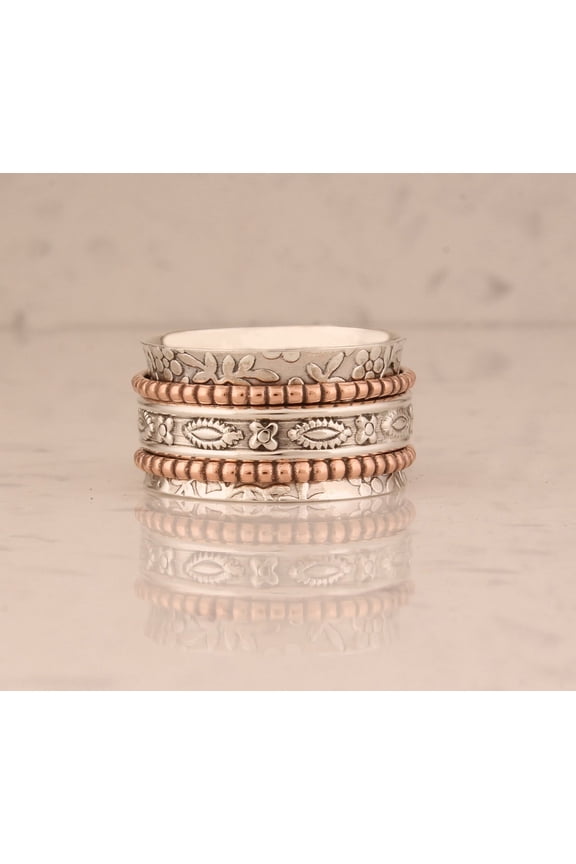 - Exquisite 925 Sterling Silver Detailed Spinner Design Ring Modern Designer Styling Band Timeless Fine Jewelry Collection