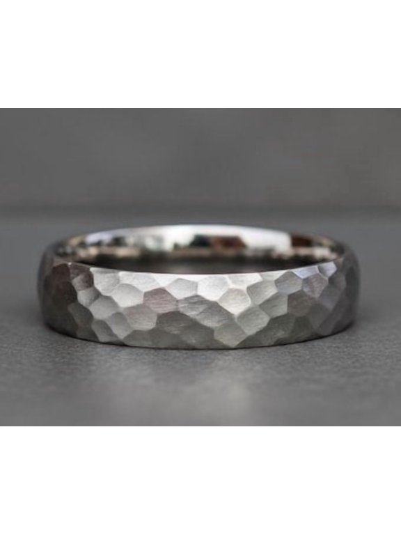 Hammered Silver Ring, Rustic Textured Band with Artisan Hand-Forged Detail