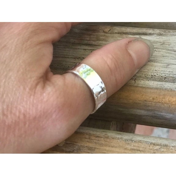 ELANZAA JEWELS Hammered Silver Thumb Ring, Adjustable Oxidized Open Band for Everyday Wear