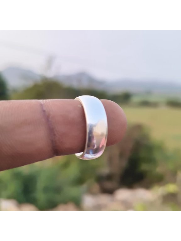 Handmade Silver Ring, Artisan Minimalist Smooth High Shine Band for Everyday Wear
