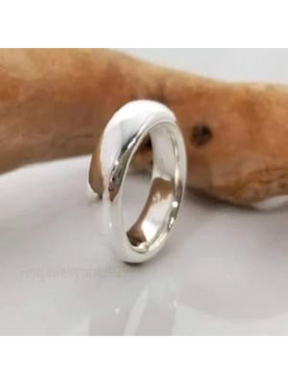 Handmade Silver Ring, Minimalist Artisan Stackable Band with High Shine Finish