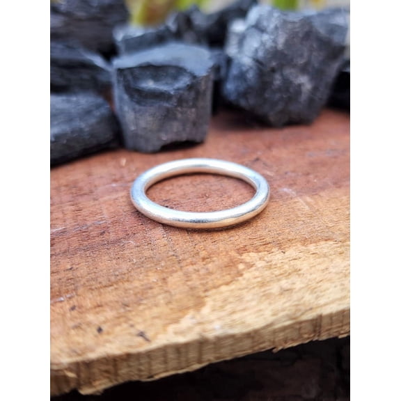 ELANZAA JEWELS Minimalist Silver Band Ring, Handmade Thin Stacking Jewelry, Polished Metal Ring