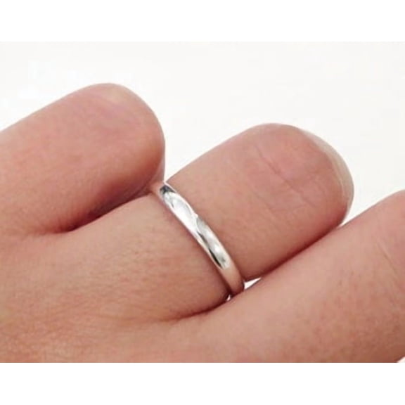 ELANZAA JEWELS Silver Band Ring, 5mm Polished Half Round Stackable Minimalist Jewelry