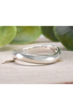 Silver Thumb Ring, Adjustable Wavy Open Band, Minimalist Stackable Ring