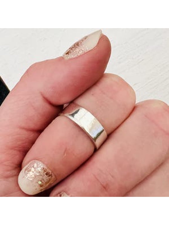 Silver wide ring, 6mm Minimalist Polished Band Unisex Fashion Jewelry