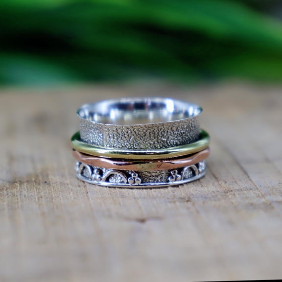 ELANZAA JEWELS- Solid 925 Sterling Silver Spinner Design Ring Unique Fashion Statement Ring Elegant Handmade Jewelry for Women and Men
