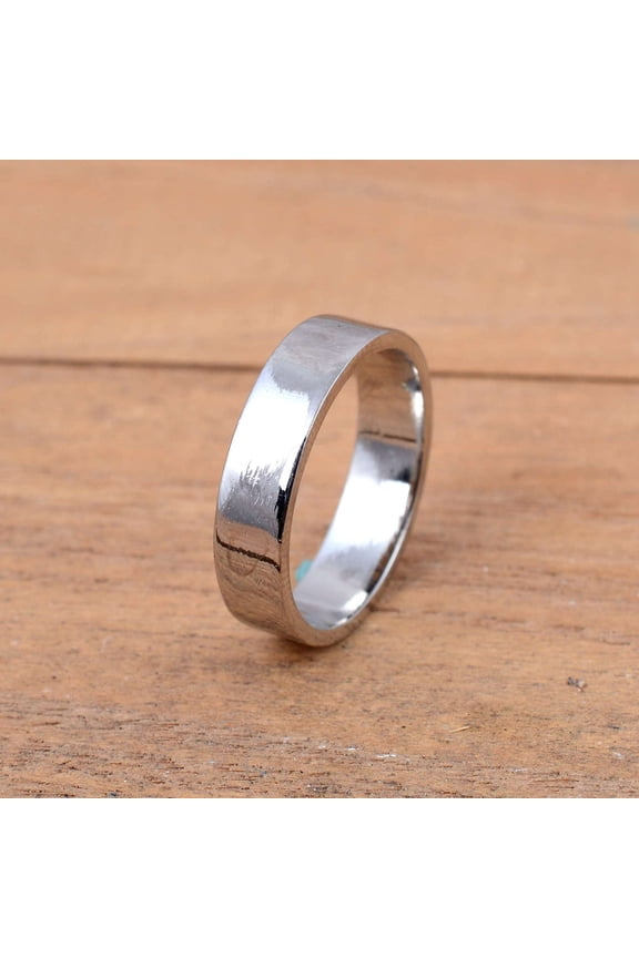 - Sterling Silver Ring | Handmade Flat Band Durable Wedding Band | Hypoallergenic 925 Silver Jewelry