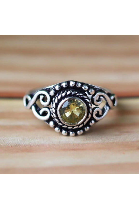- Yellow Citrine Ring Adjustable Silver Band Boho Cocktail Ring with Positive Energy & Crystal Healing Jewelry