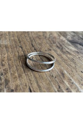 adjustable silver thumb ring, Open Double Band Minimalist Stackable Design