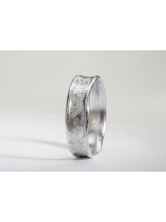 hammered silver ring 5mm Artisan Textured Band with Rustic Handcrafted Design