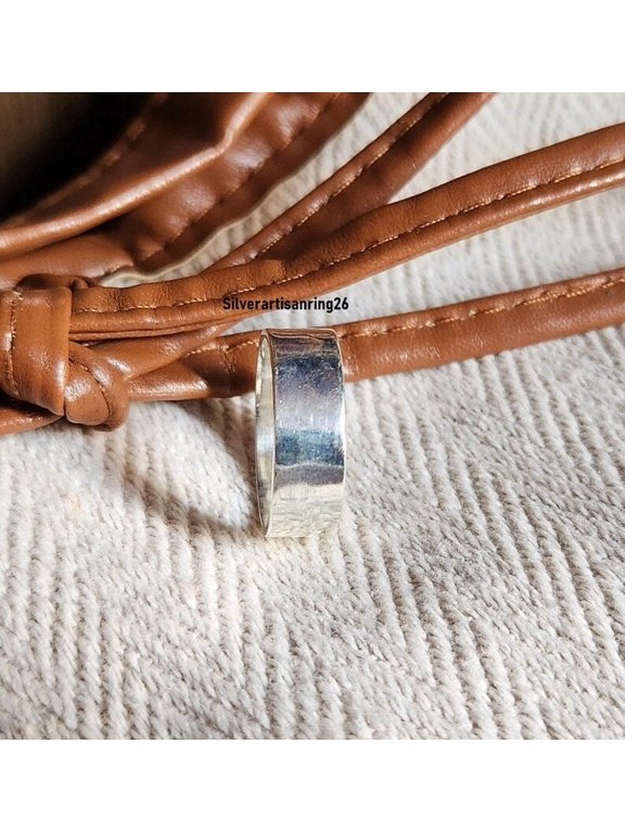 handmade silver ring, Artisan Band with Polished High Shine Finish