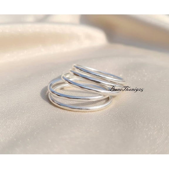 Minimalist Stackable Rings ELANZAA JEWELS silver stacking rings Adjustable Open Band Rings ...