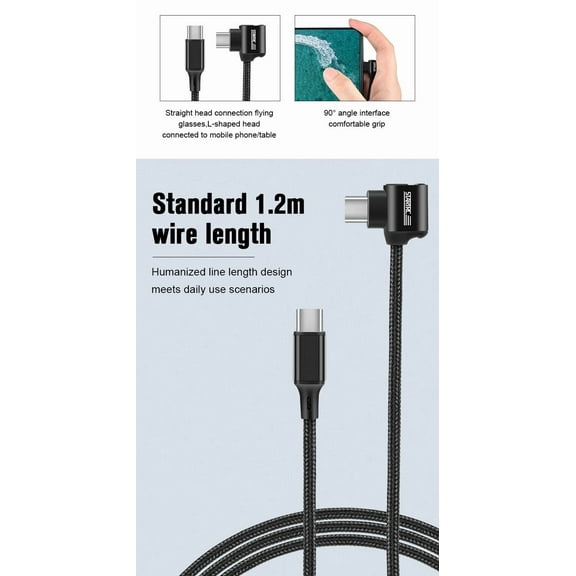 ELARA- 1.2 M (3.94 Feet) Data Cable For Dji Fpv Goggles Usb Type C To Usb Type C Port