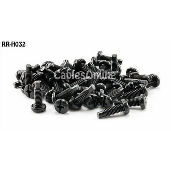 ELARA- #10-32 Thread Black Oxide Rack Screws For Network Equipment (50 Pack), Rr-H032