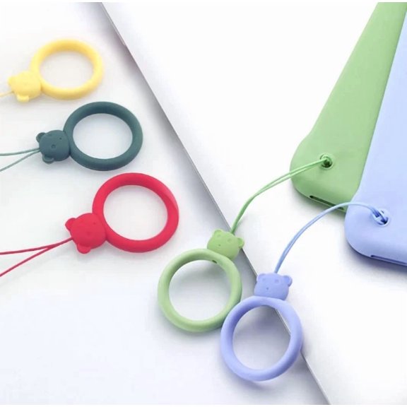 ELARA- 10Pcs Mobile Phone Silicone Finger Ring Buckle Hand Lanyard Round Hanging Rope