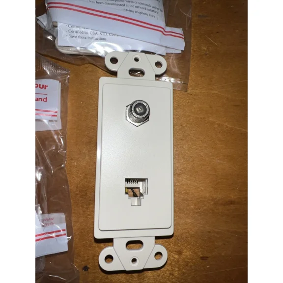 ELARA- 10X Ps Lt Almond Coax Cable Catv Rj11 Modular Phone Video Jack Insert 26Teltv-La