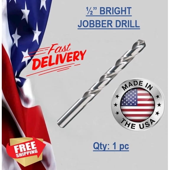 ELARA- (1Pc) 1/2" Hss Jobber Length Drill General Purpose Bright Finish Free Shipping