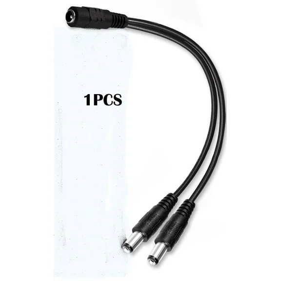 ELARA- 1Pcs Dc Power Splitter Cable 1 Female To 2 Male 5.5X2.1Mm For Cctv Led Router