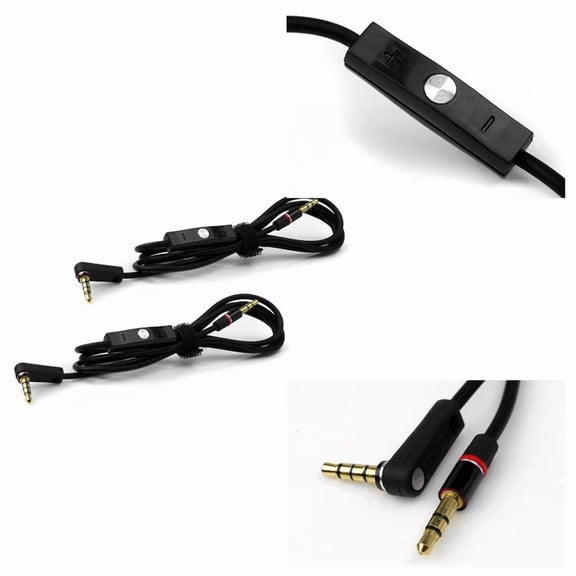 ELARA- 2 4Ft 3.5Mm Aux Replacement Audio Cable Black +Control Talk Mic Droid Razr Titan