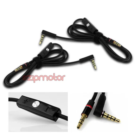 ELARA- 2 4Ft 3.5Mm Aux Replacement Audio Cable Black +Control Talk Mic Droid Razr Titan