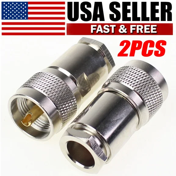 ELARA- 2-Pack Uhf Pl-259 Male Clamp Type Rf Connectors For Rg8/Rg213/Lmr400 Coax Wire