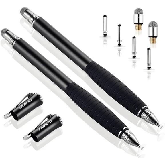 ELARA- 2 Pcs, 2 In 1 Precision Series, Disc Meko Stylus Styli Bundle Black