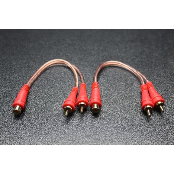 ELARA- 2 Pcs Rca Wire Audiopipe Y Splitter 1 Female 2 Male Car Home Audio Interconnect