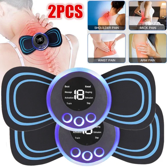 ELARA- 2Pack Portable Ems Electric Neck Back Massager Cervical Massage Patch Stimulator