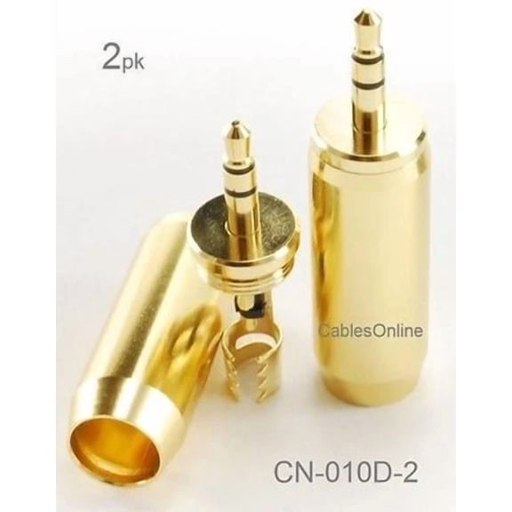 ELARA- 2-Pack Premium 3.5Mm 1/8" Stereo Trs Gold Male Connectors, Cn-010D-2