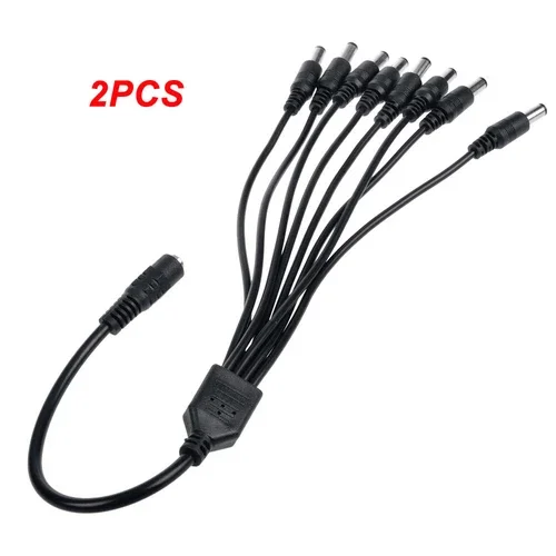ELARA- 2Pcs Dc 1 Female To 8 Male Splitter Cable For Zosi Cctv Security Camera System
