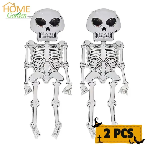 ELARA- 2Pcs Halloween Balloon Set 62In Skeleton Aluminum Foil Balloons Party Decor Gift