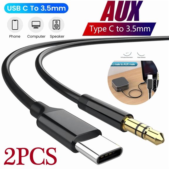 ELARA- 2X Usb-C Type C To Aux 3.5Mm Cable Audio Adapter For Android Samsung Cell Phone