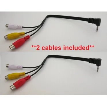 3.5mm Male To 3 RCA Female Audio/Video Adapter Cable – 2 Pack, 9 Inch, Right Angle