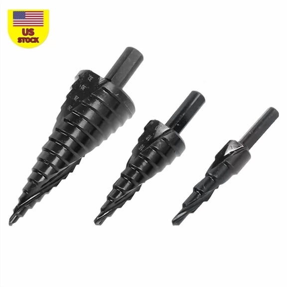 ELARA- 3Pcs/Set Hss Step Drill Bit Set Large Cone Titanium Bit Kit Metal Hole Cutter