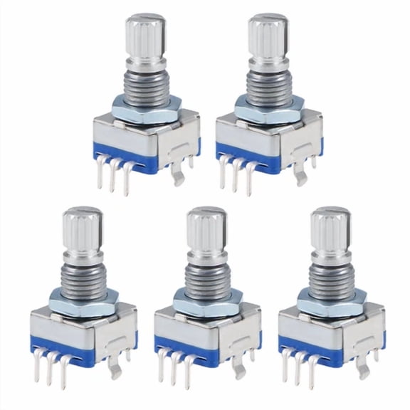 ELARA- 5Pcs 360 Degree Rotary Encoder Code Switch Digital Potentiometer Ec11 5 Pins