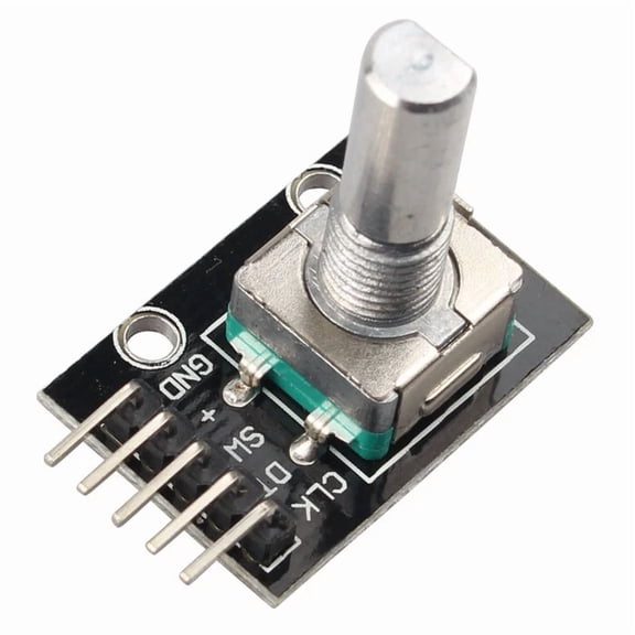 ELARA- 5Pcs Ky-040 Rotary Encoder Module Knob Push Button W Theaded Shaft + Nut Arduino