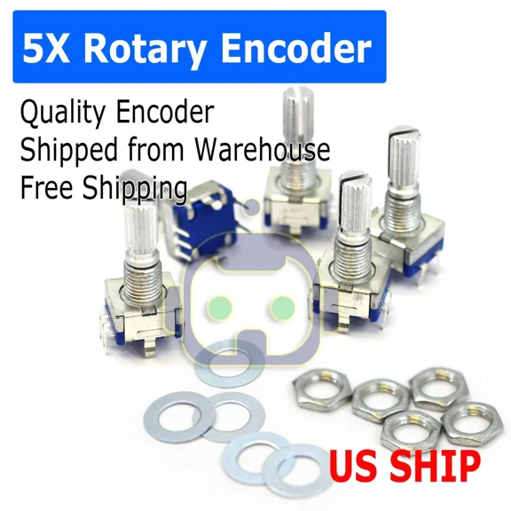 ELARA- 5X Ec-11 Rotary Encoder Digital Potentiometer 20Mm Knurled Shaft With Switch Usa